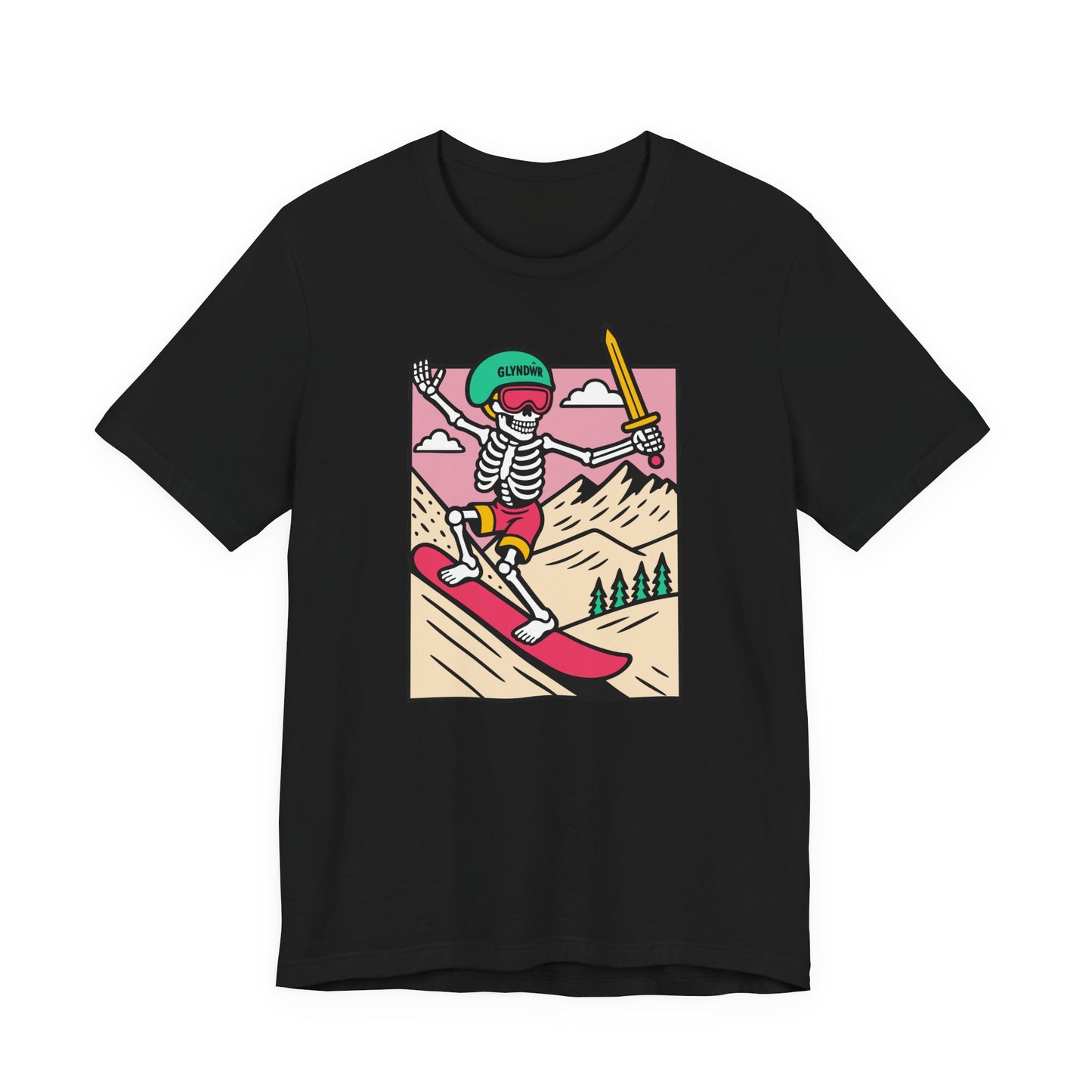 Skeleton Glyndŵr Retro Snowboarding Unisex Tee