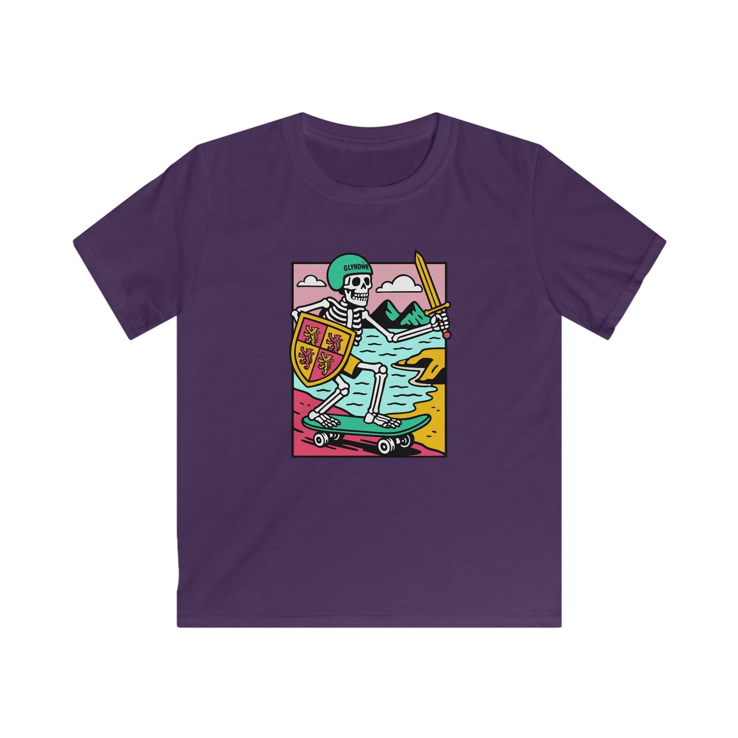 Skeleton Glyndŵr Skateboard Tee — Retro Skateboarding T-Shirt