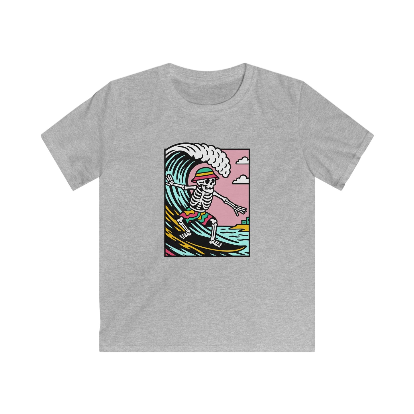 Kids Owain Glyndŵr Surfing Skeleton T-Shirt