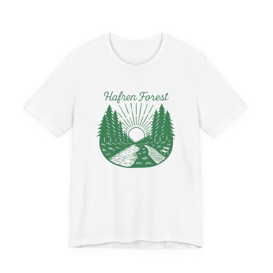 Hafren Forest T-Shirt (Unisex) — Vintage Forest Sunrise Double Sided Tee