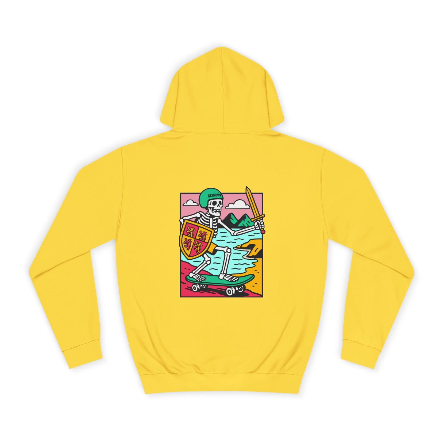 Skateboard Glyndŵr Unisex Hoodie (Double Sided)