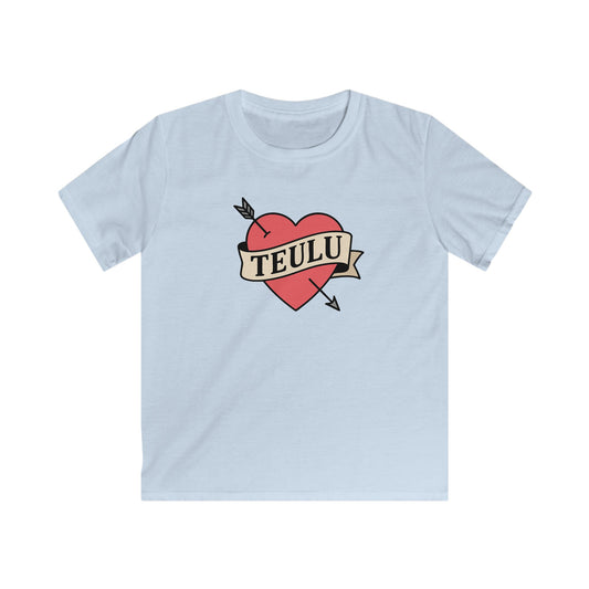 Kids Tattoo Style Tee — 'Teulu' Hear Design (Love Family)