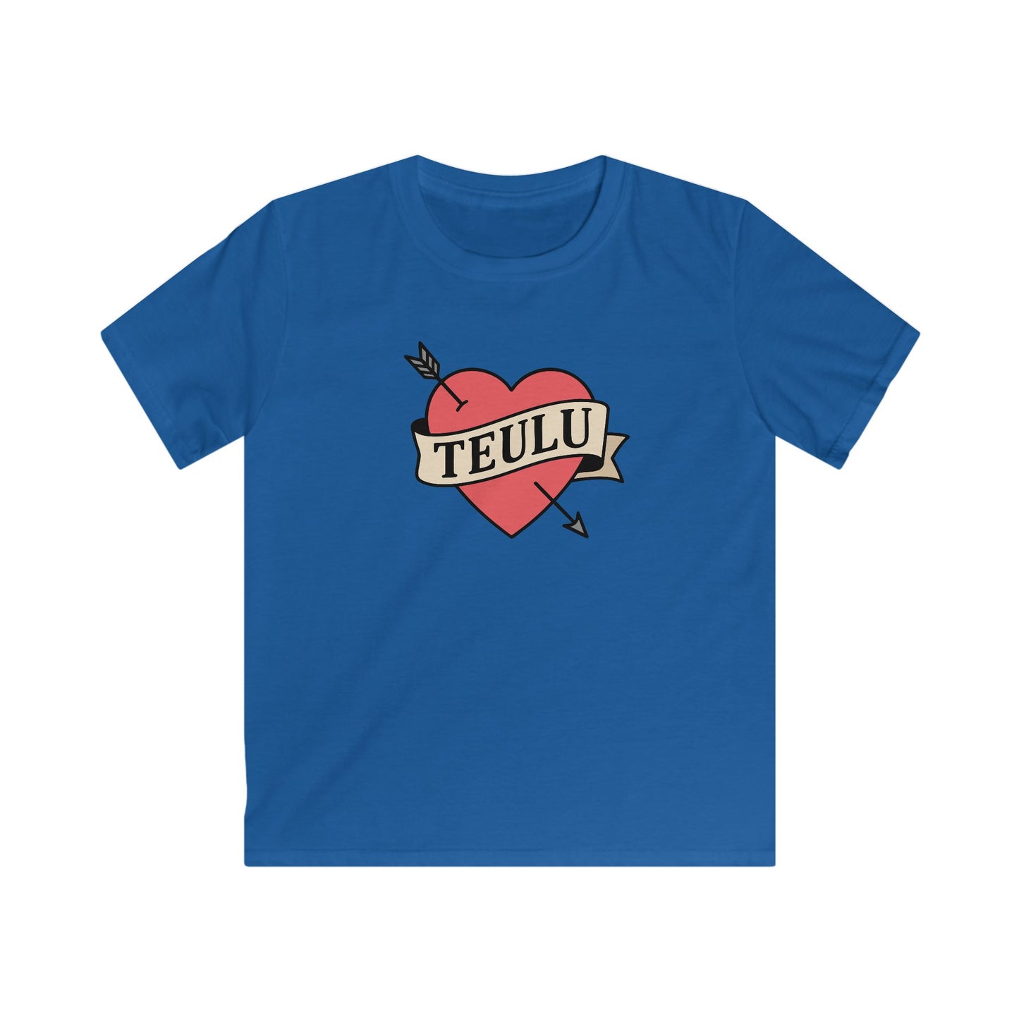 Kids Tattoo Style Tee — 'Teulu' Hear Design (Love Family)