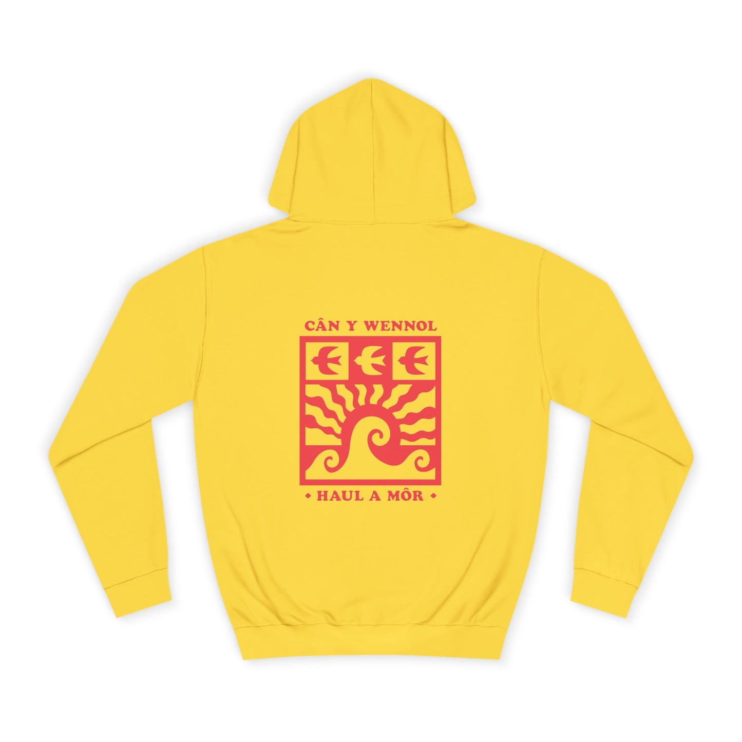 Retro Swallow & Wave Unisex Hoodie 'Can Y Wennol' (Double Sided)