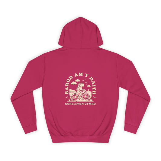 West Wales Cycling Unisex Hoodie - 'Barod Am Y Daith' (Double Sided)
