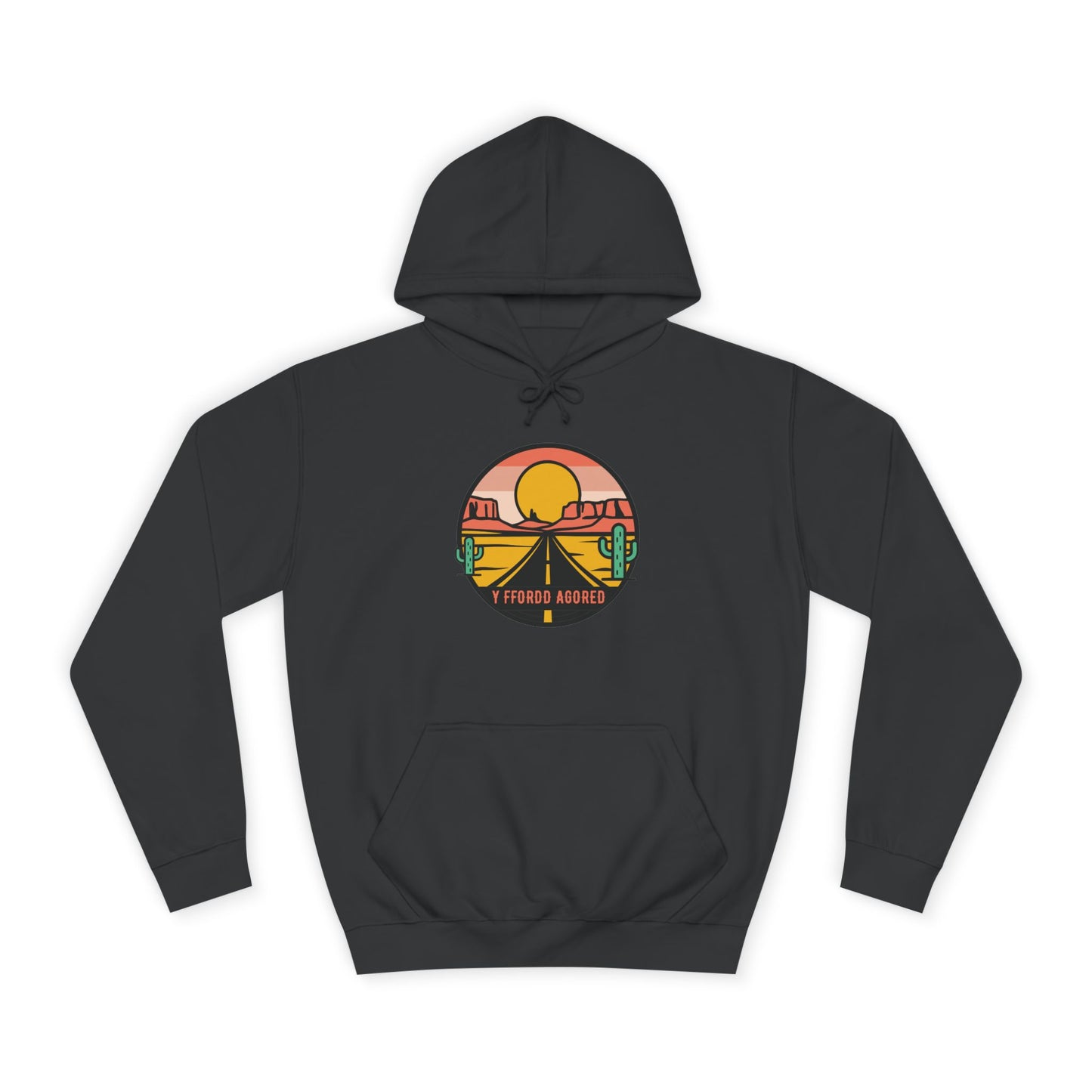 Retro Sunset Road Trip Unisex Hoodie - 'Y Ffordd Agored'