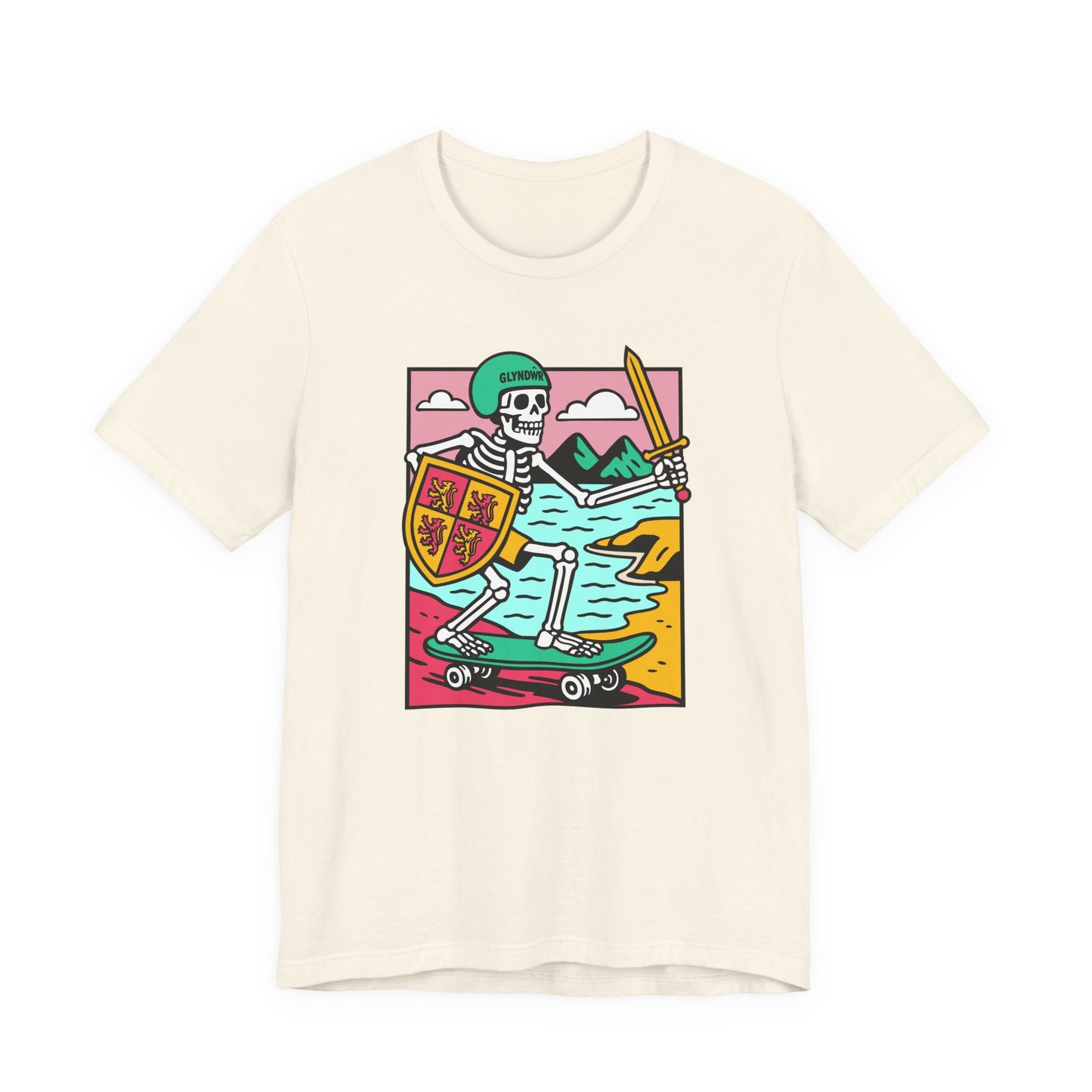 Skeleton Glyndŵr Retro Skateboard T-Shirt (Unisex)