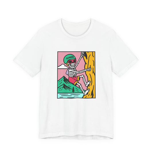 Skeleton Glyndŵr Climber T‑Shirt (Unisex) - Retro Mountain Rock Climbing Tee