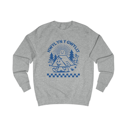 Retro Welsh Camping Unisex Sweatshirt - 'Hwyl Yn Y Gwyllt'