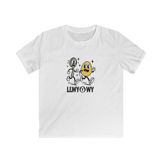 Retro Egg & Spoon Race - "LLWY v WY" - Welsh Kids T-Shirt