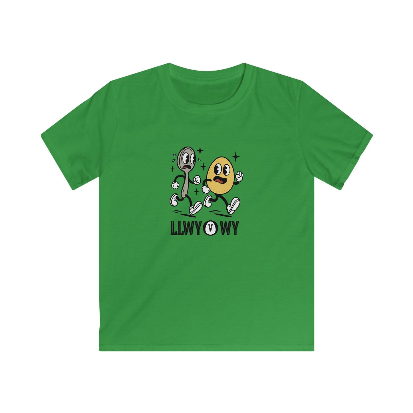 Retro Egg & Spoon Race - "LLWY v WY" - Welsh Kids T-Shirt