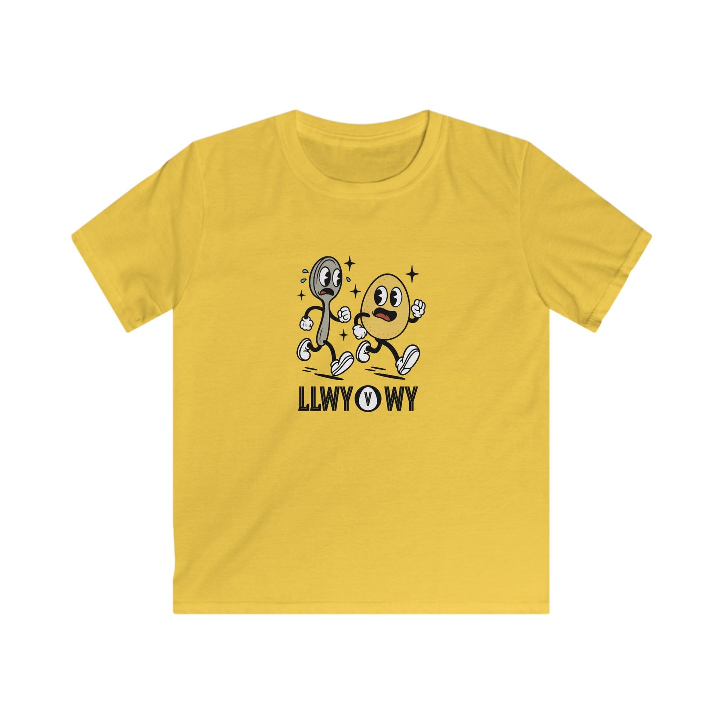 Retro Egg & Spoon Race - "LLWY v WY" - Welsh Kids T-Shirt