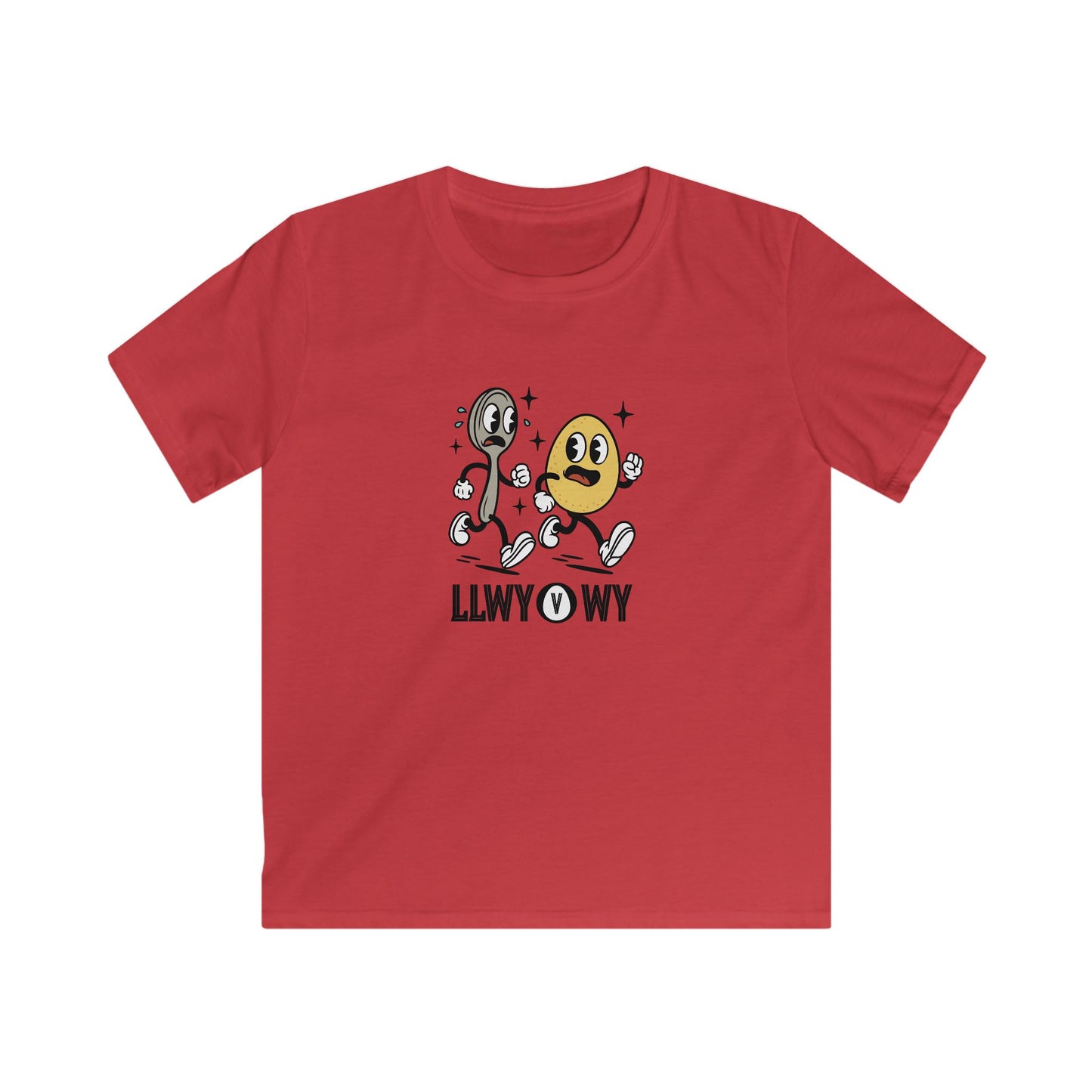 Retro Egg & Spoon Race - "LLWY v WY" - Welsh Kids T-Shirt