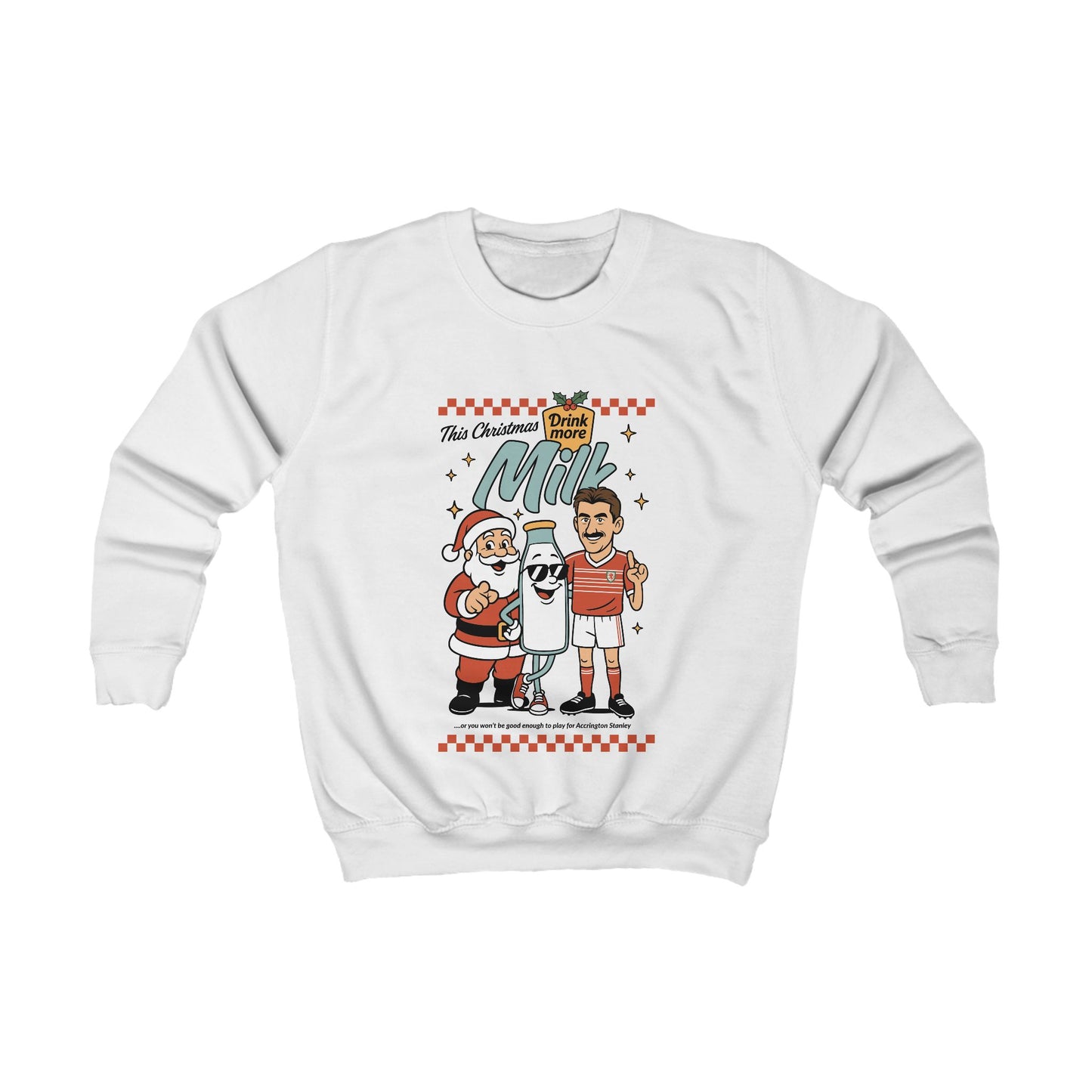 Kids Ian Rush Retro Christmas Jumper –This Christmas Drink More Milk