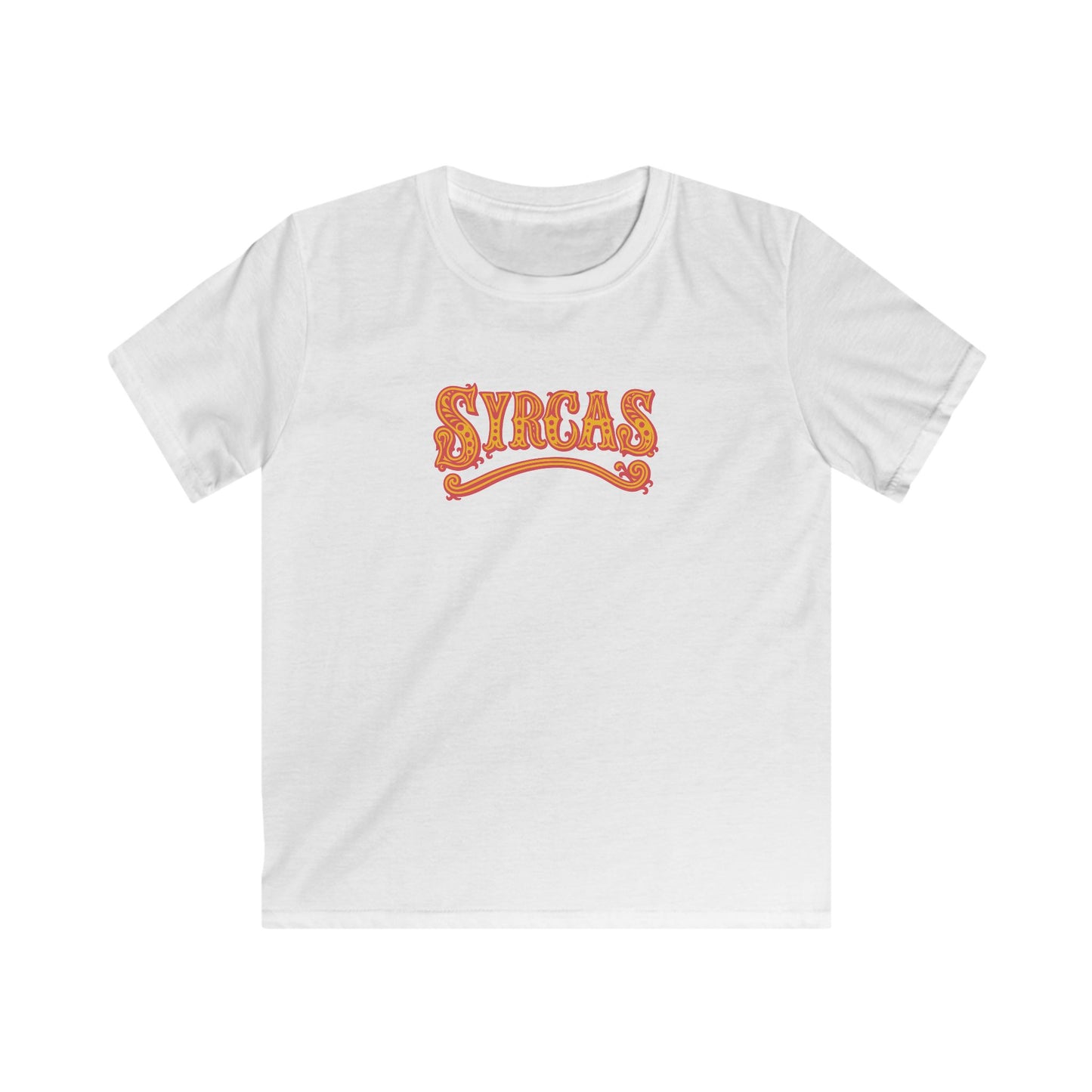 Kids 'Syrcas' Retro Orange Swirl Welsh Circus T-Shirt