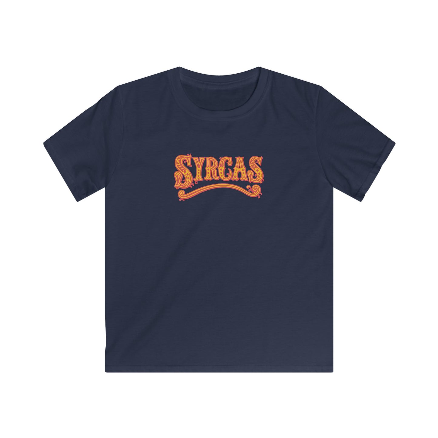 Kids 'Syrcas' Retro Orange Swirl Welsh Circus T-Shirt