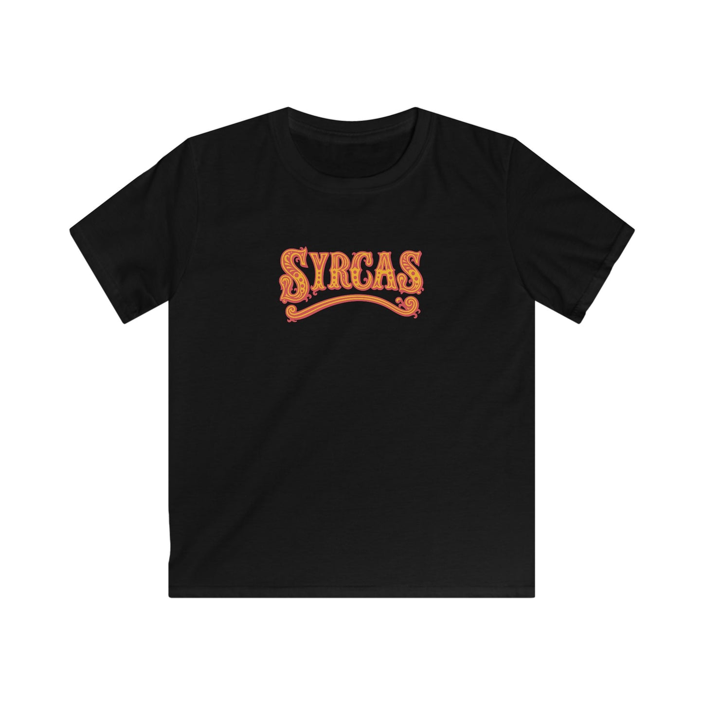 Kids 'Syrcas' Retro Orange Swirl Welsh Circus T-Shirt