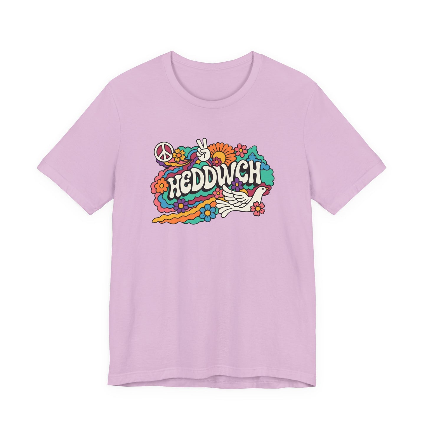 "Heddwch" Peace Sign Retro Floral T-Shirt
