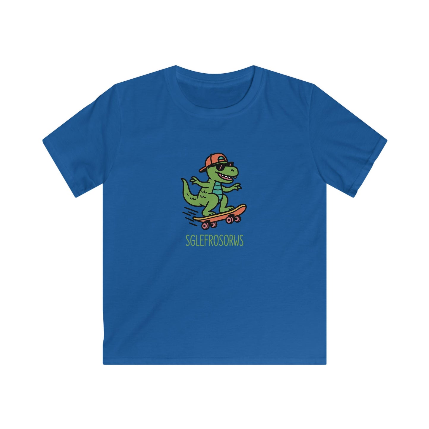 Kids Dinosaur T-Shirt — "Sglefrosorws" Skateboarding Dinosaur Graphic Tee