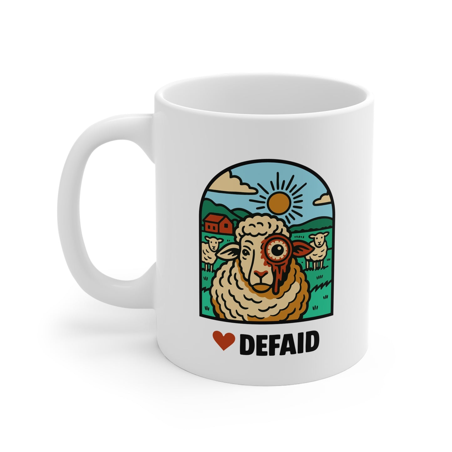 Alien Earth Inspired Sheep Mug - 'Defaid' - Welsh Language