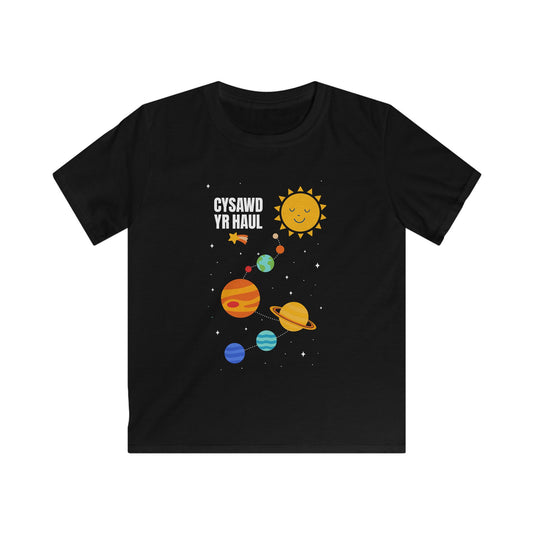 Kids Solar System Tee – Welsh Language "Cysawd Yr Haul" Space T-Shirt
