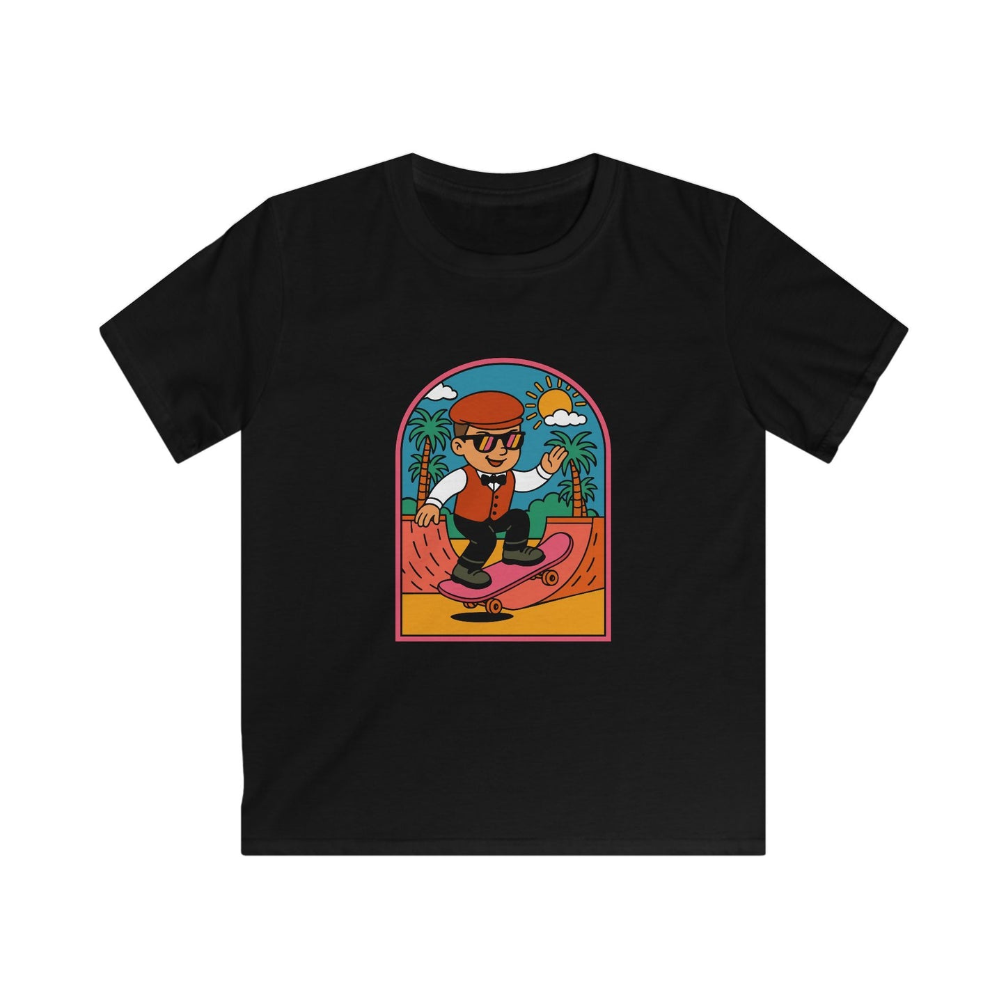 Kids Skateboarder Graphic Tee - Retro Welsh Costume Skate Shirt