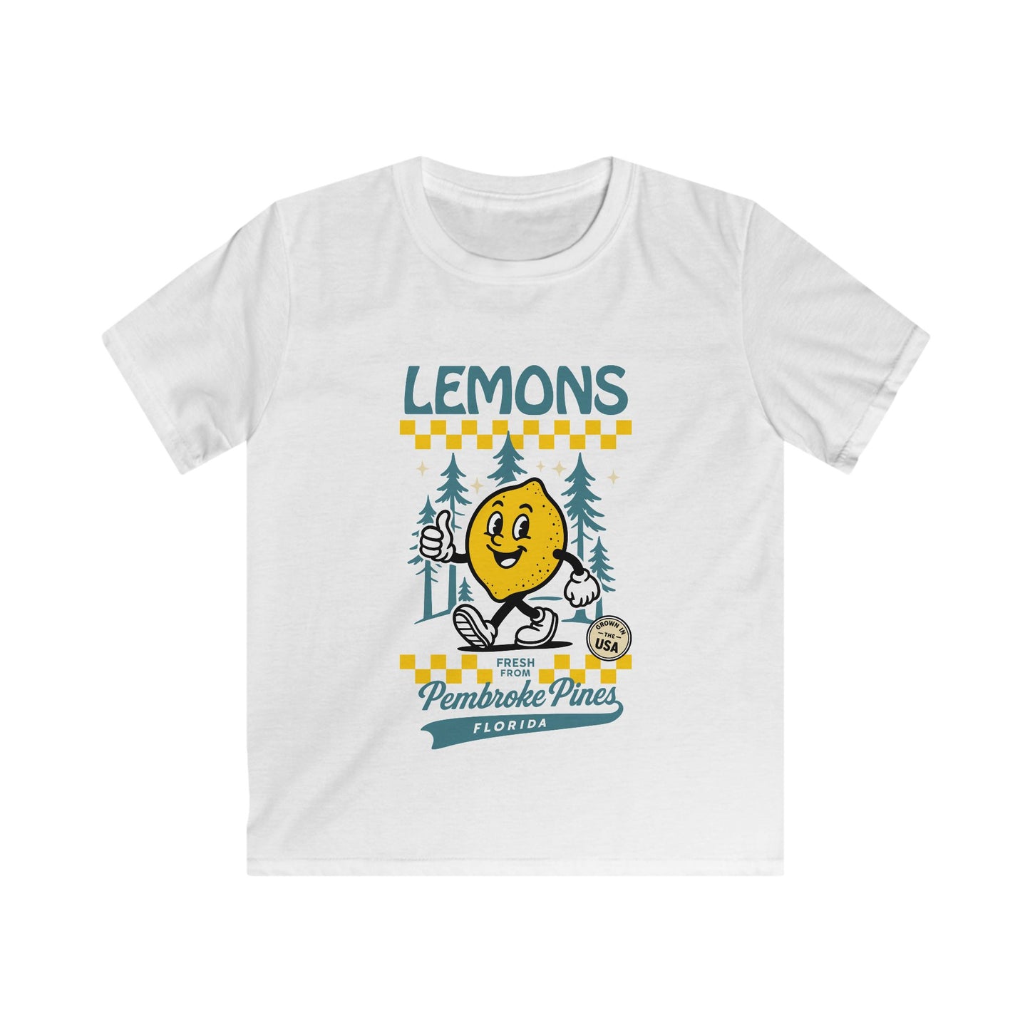 Retro Cartoon Lemon Kids T-Shirt — 'Lemons Pembroke Pines, Florida'