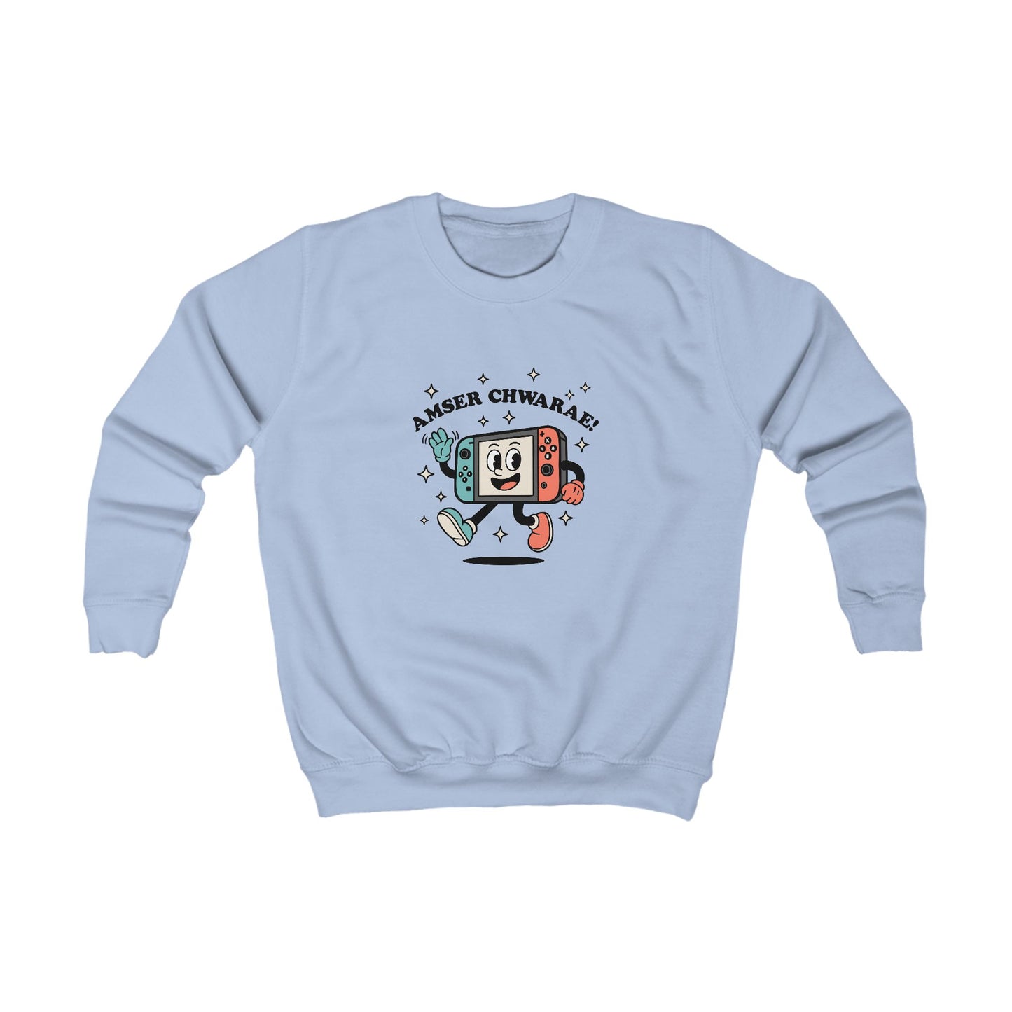 Kids Welsh Gamer Jumper  "Amser Chwarae" Cute Retro Switch Style Character
