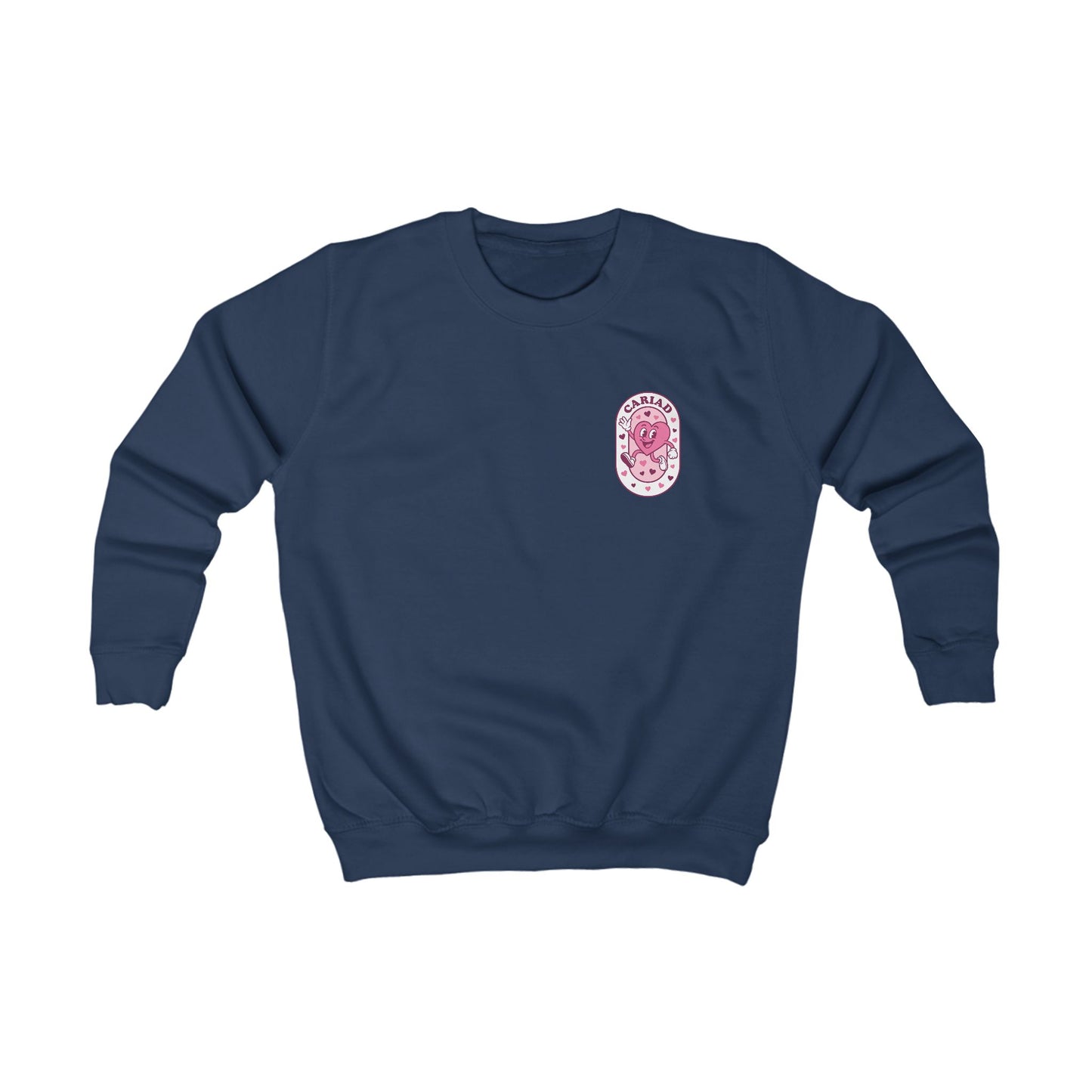 Kids Retro Heart "Cariad" Sweatshirt — Welsh Language Retro Jumper