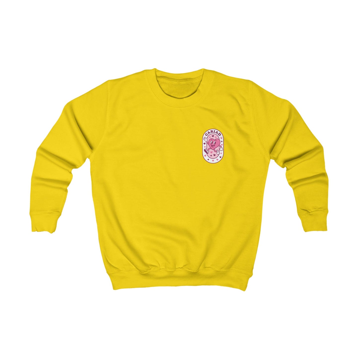 Kids Retro Heart "Cariad" Sweatshirt — Welsh Language Retro Jumper