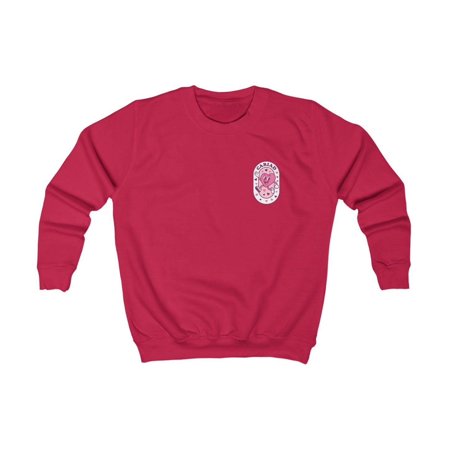 Kids Retro Heart "Cariad" Sweatshirt — Welsh Language Retro Jumper