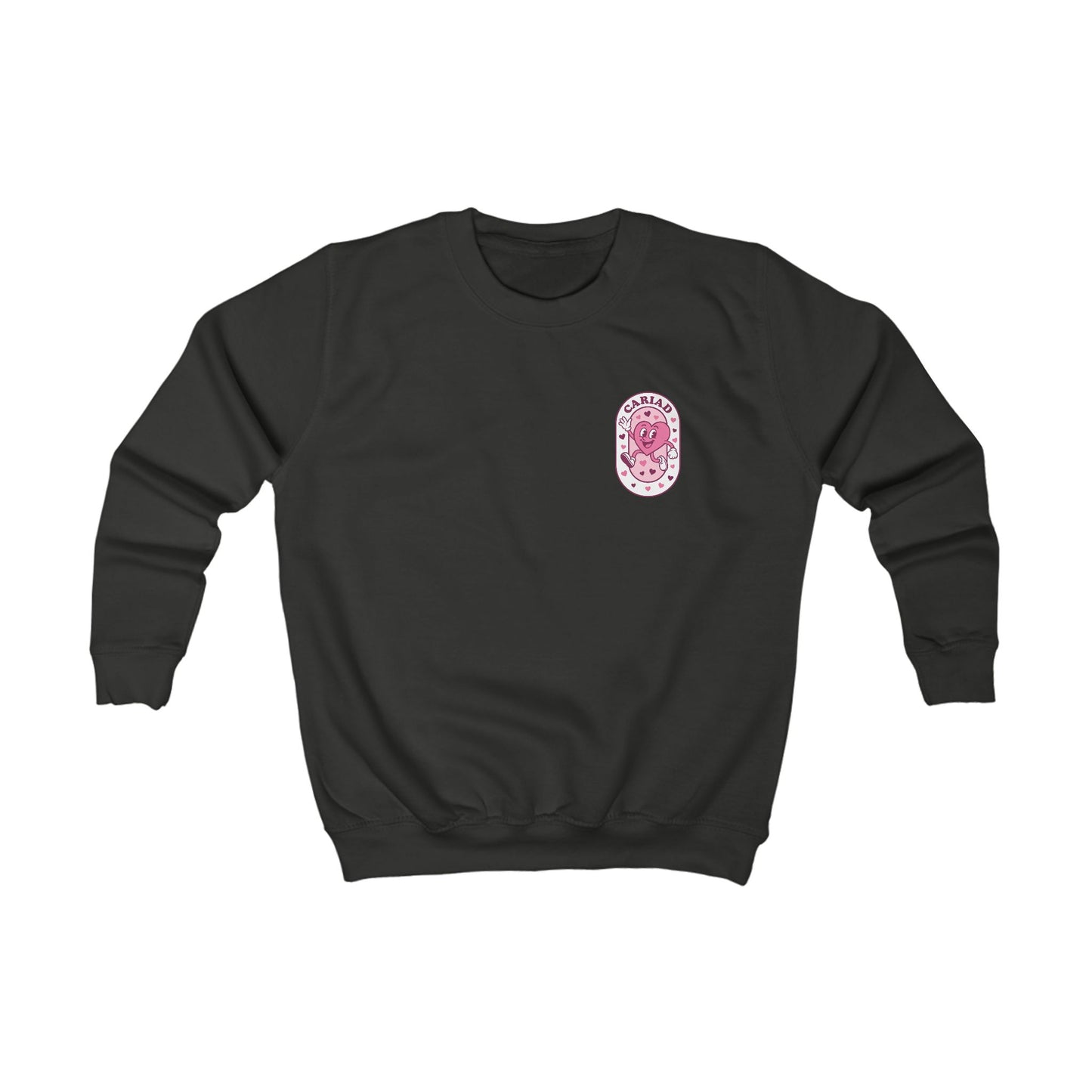 Kids Retro Heart "Cariad" Sweatshirt — Welsh Language Retro Jumper