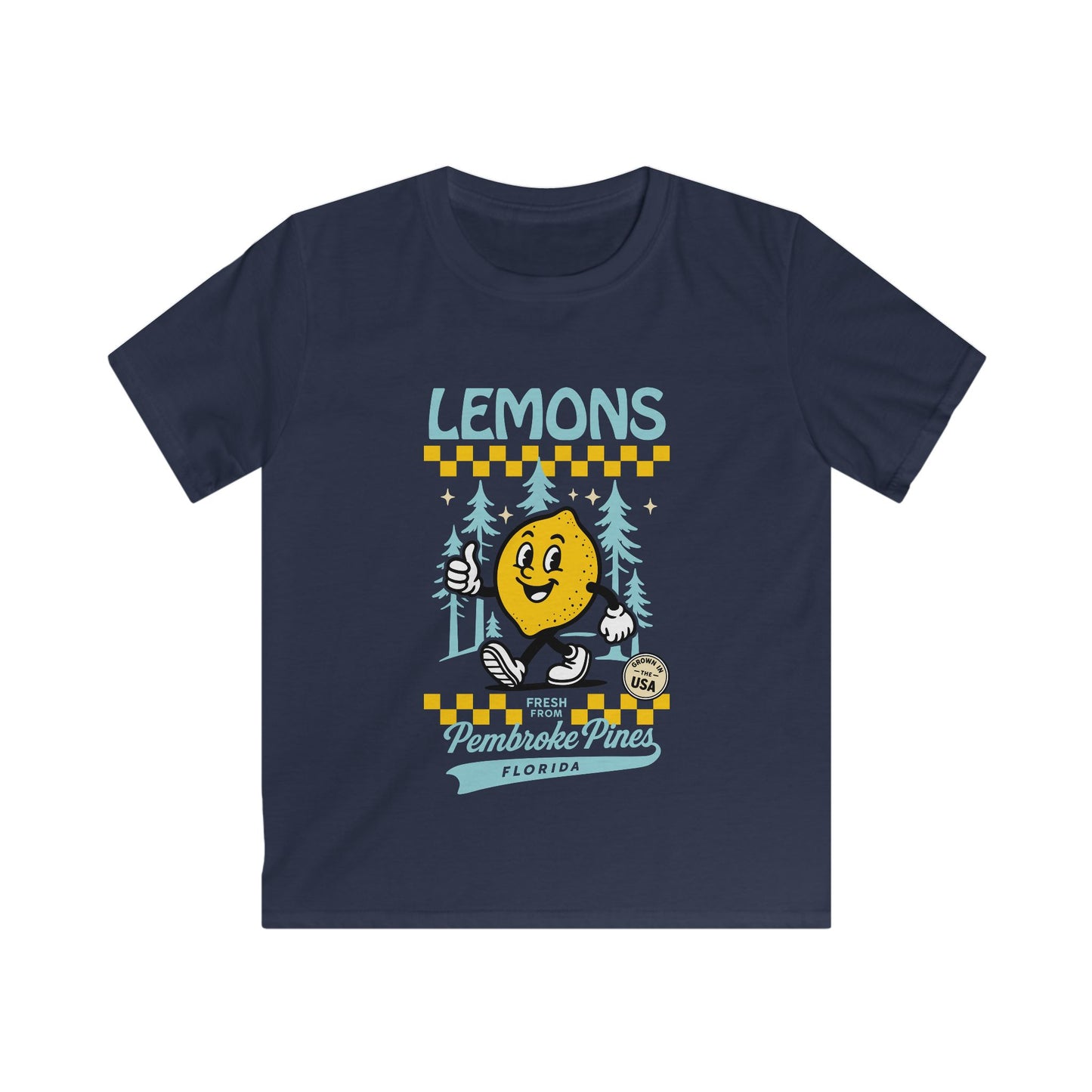 Retro Cartoon Lemon Kids T-Shirt — 'Lemons Pembroke Pines, Florida'