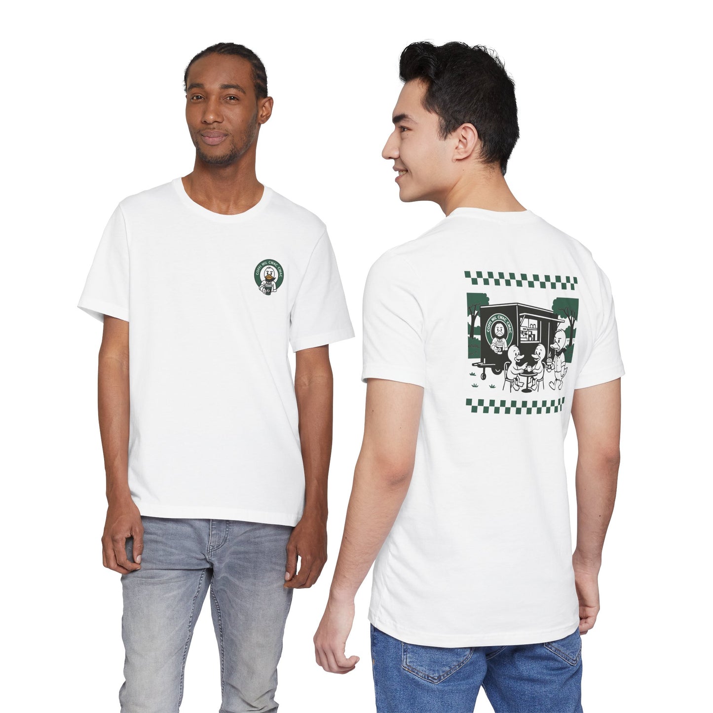 Wil Cwac Cwac Coffee Unisex T-shirt - Retro Cafe T-Shirt (Double Sided)