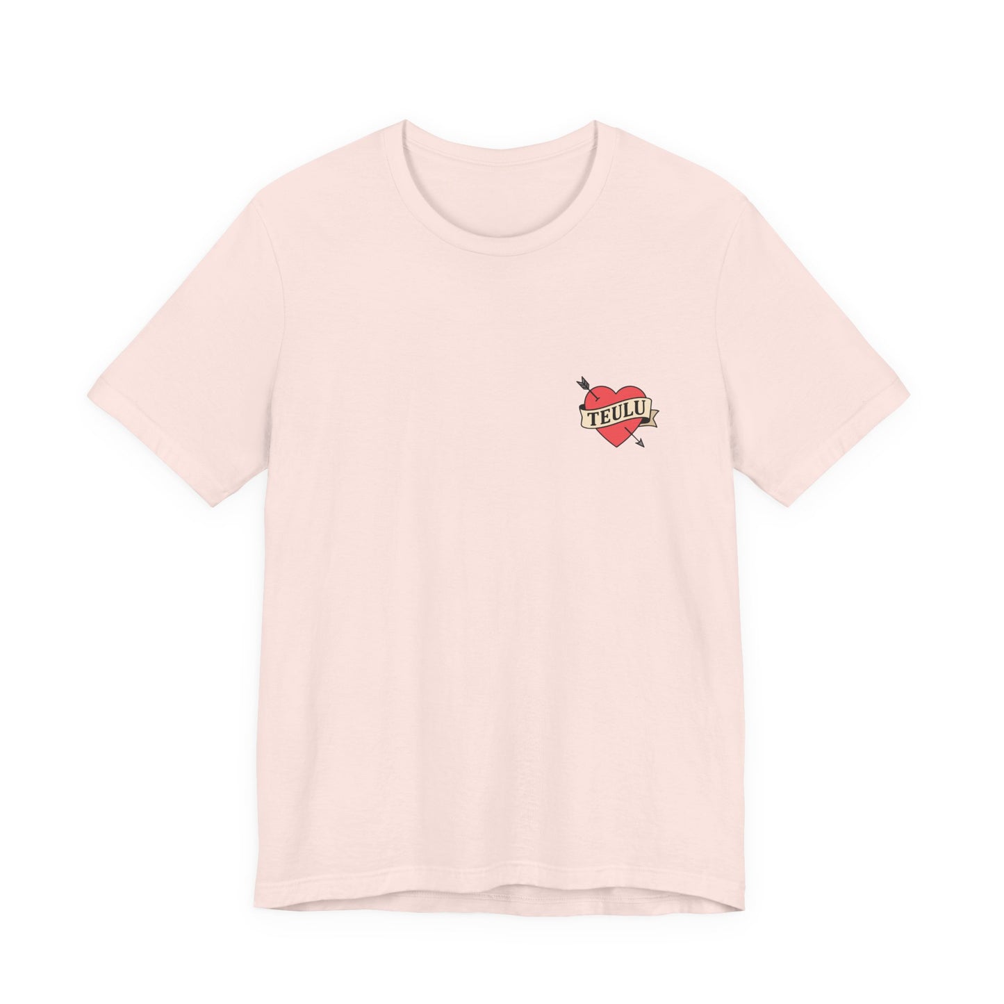 Heart Tattoo Tee (Unisex) — Minimalist Welsh Language Design ‘Teulu’